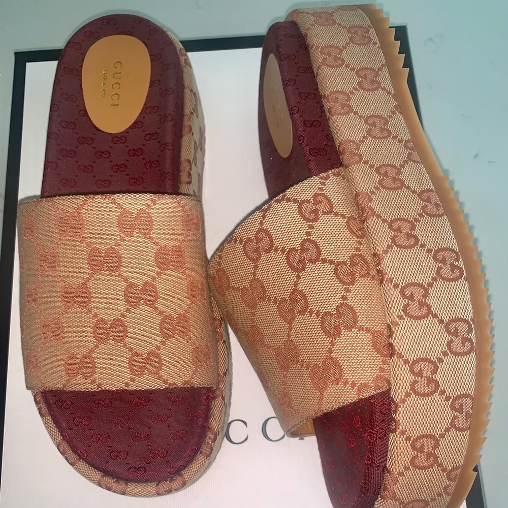 Authentic Gucci platform slides